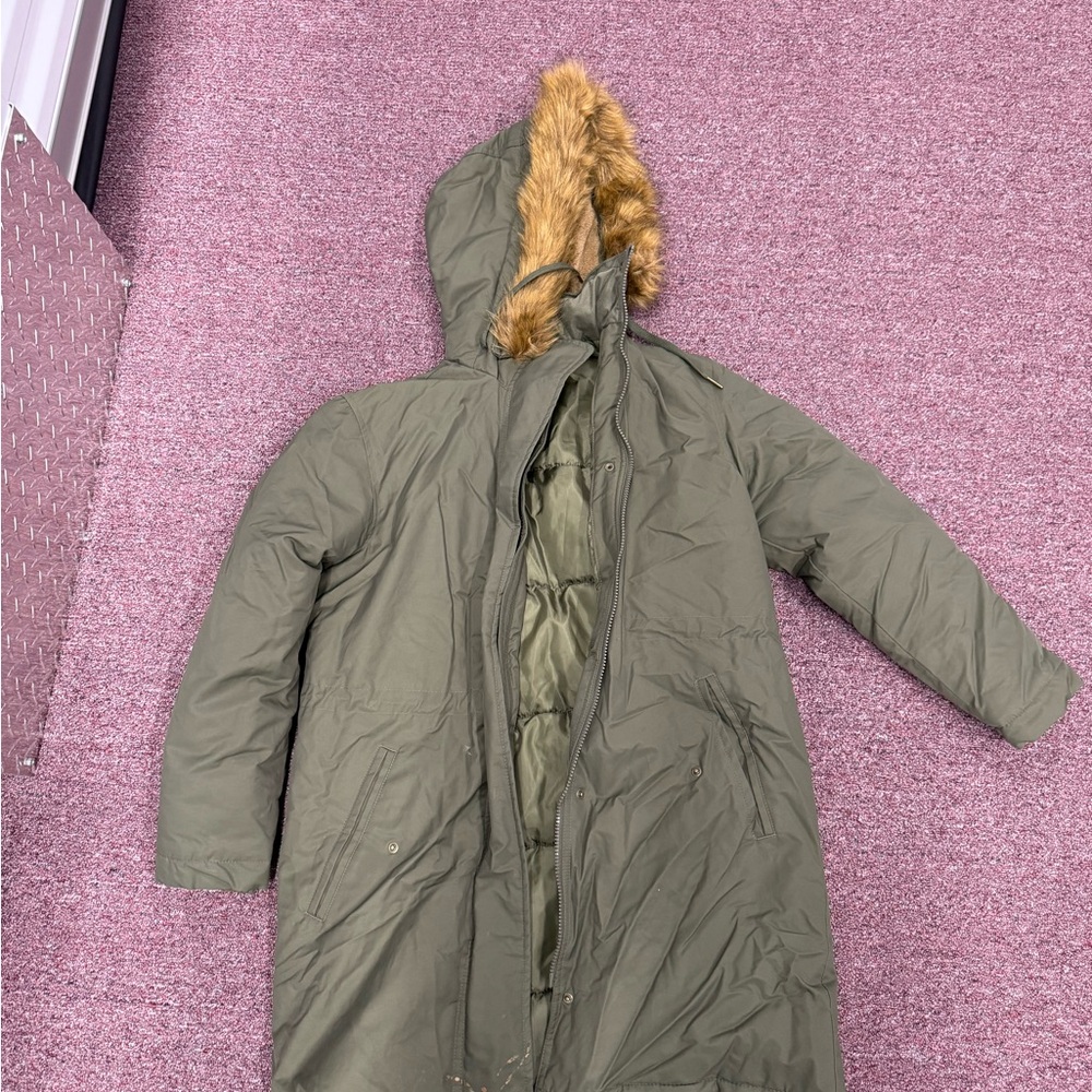 Universal Thread Green Puffer Jacket with Stand-up Collar